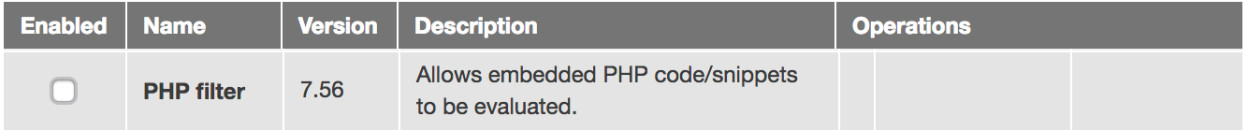 Der PHP-Filter ermöglicht es Benutzers PHP in Textfeldern zu verwenden.