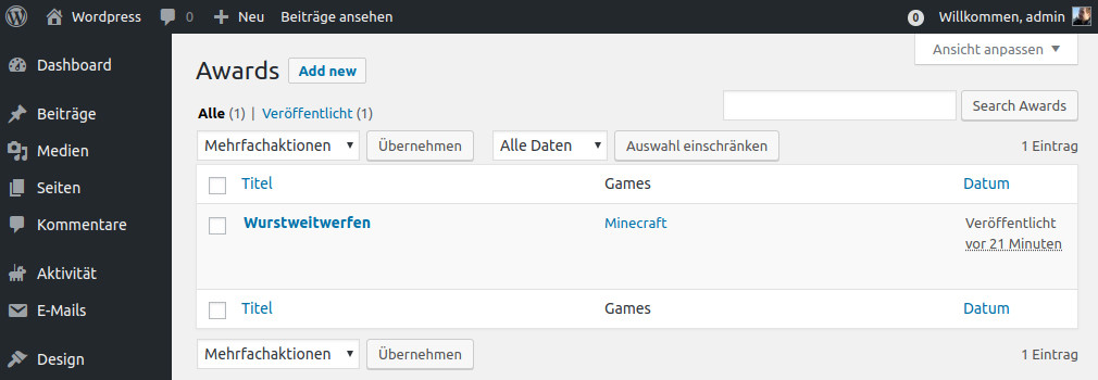 Übersicht über Awards
