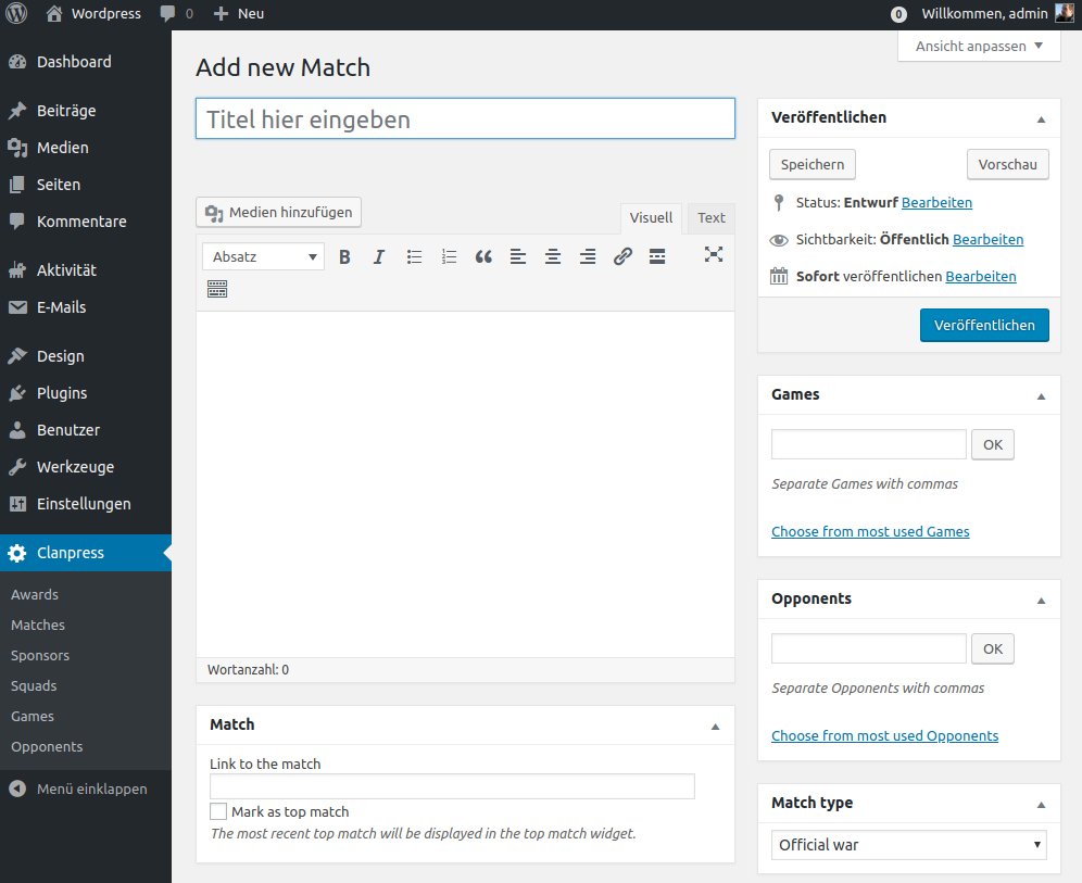 Formular für Matches