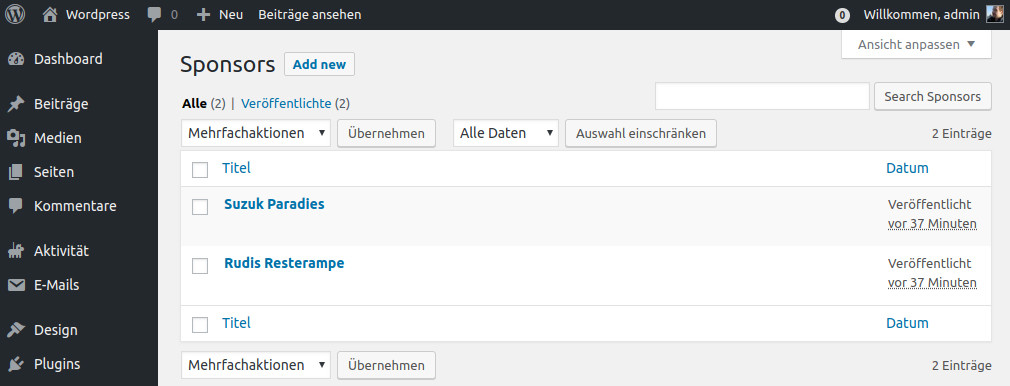 Übersicht über Sponsoren