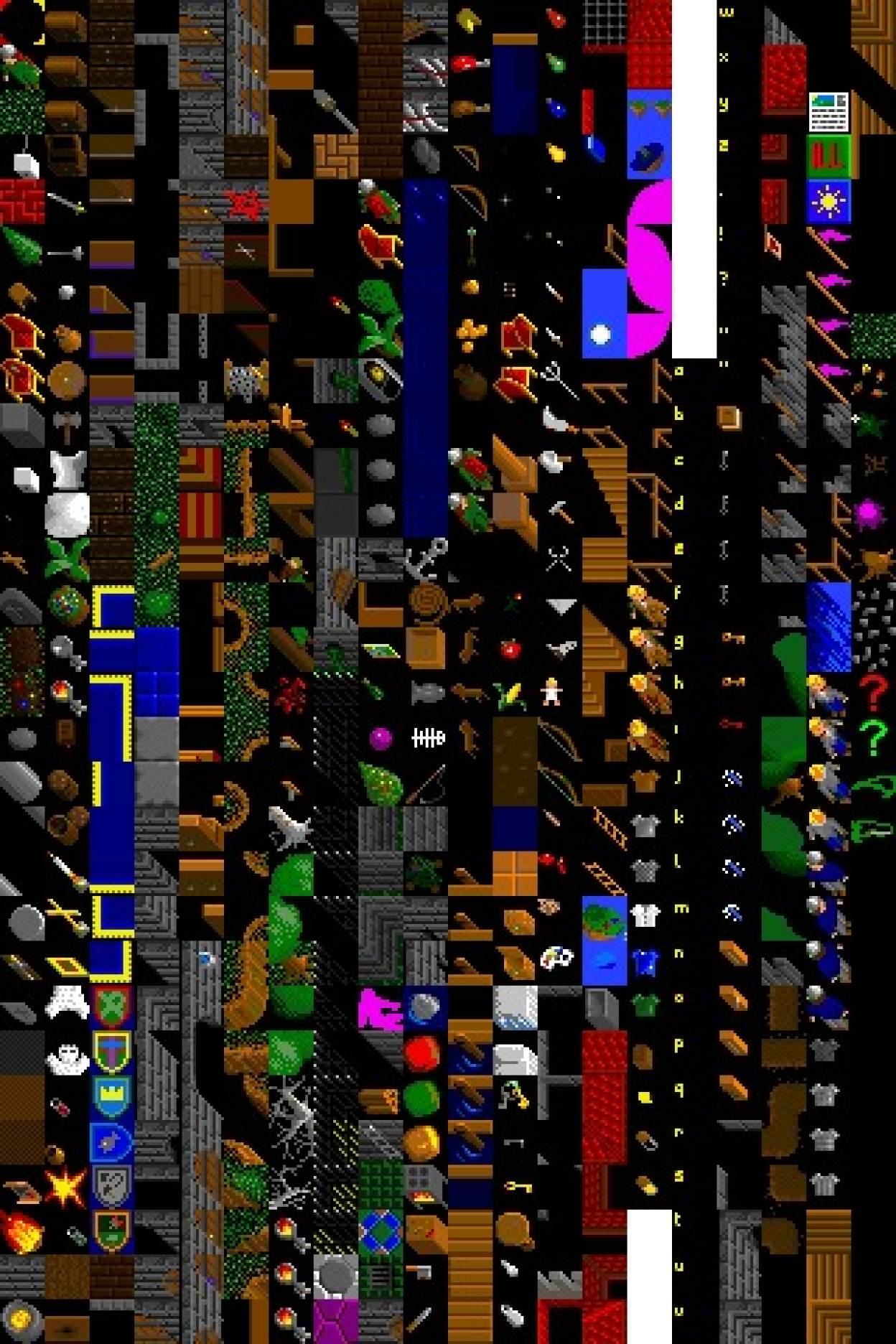 An oblique texture atlas in the style of Ultima VI