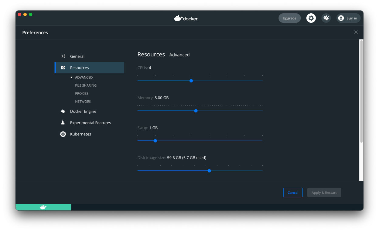 Docker - Einstellungen